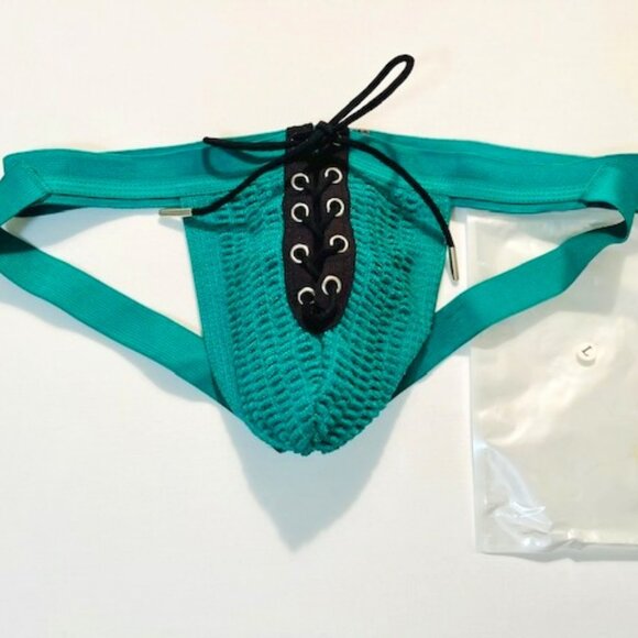 FIZX Mark by Undergear  Solid Knit Lace-up Athletic Supporter/Jock- Green/ Black - Picture 4 of 14